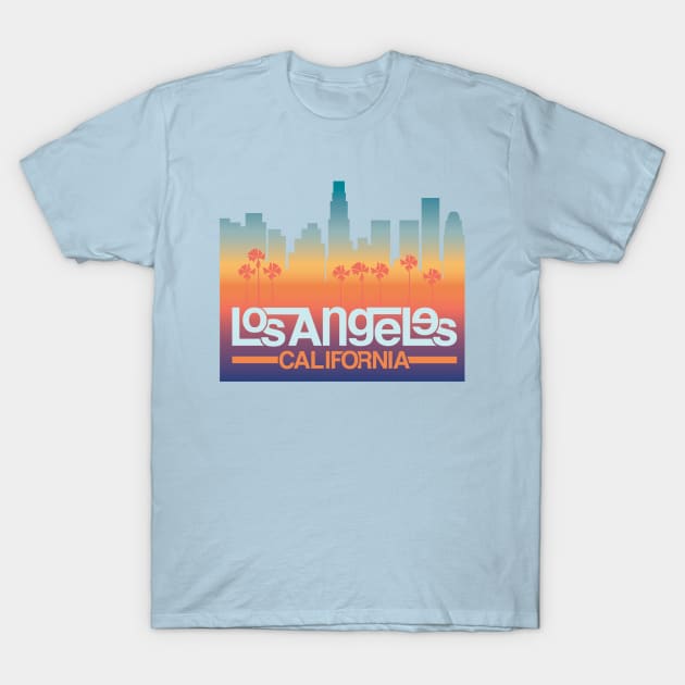 Los Angeles, California Skyline Illustration T-Shirt by Designed4Good